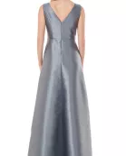 Kay Unger Boat Neck Sleeveless Pleated Zipper Back Walk-Through Twill Jumpsuit, Stretch Crepe Ankle Length Pant with Pockets
