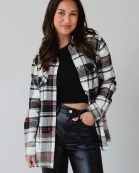 Black, Cream & Orange Plaid Flannel