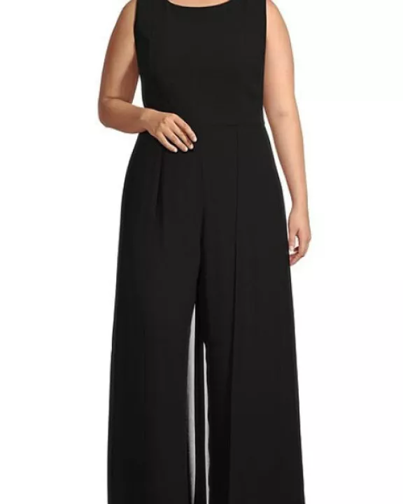 Marina Chiffon Overlay Sleeveless Jumpsuit (Plus Size)