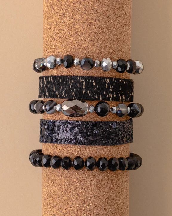 74737 - Animal Print Crystal Beaded Stacked Bracelets