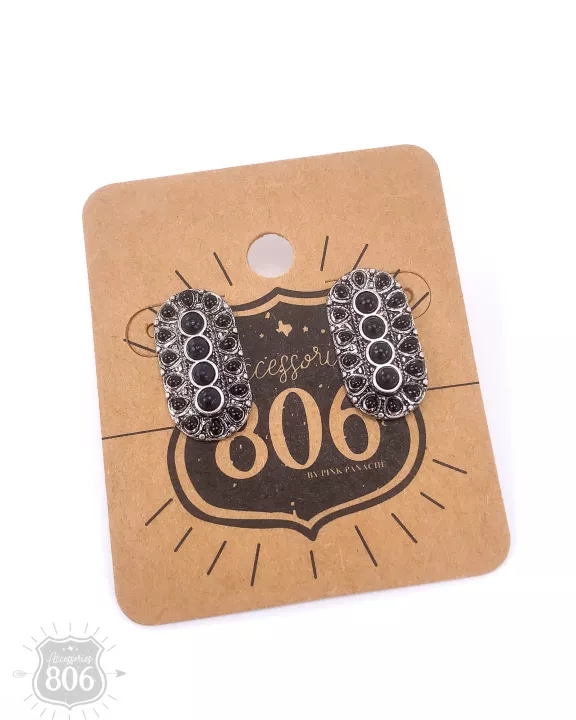 Stone oval post earring