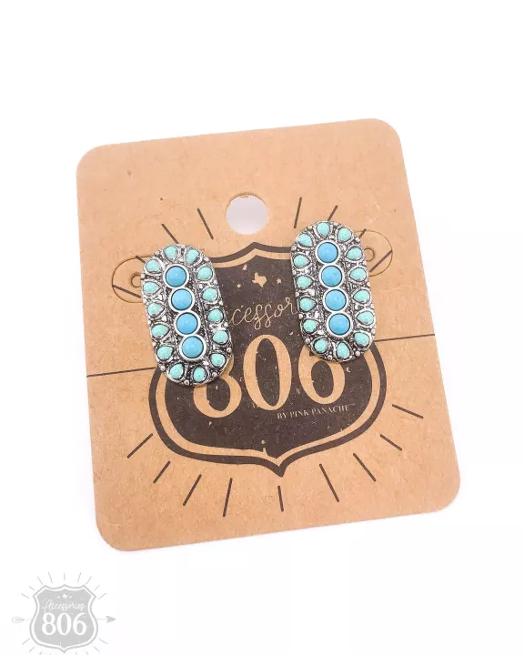 Stone oval post earring