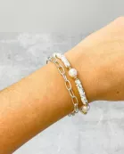 Rubber Disc & Chain Link Bracelet Duo