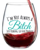I'm Not Always A Bitch Just Kidding, Go Fuck Yourself - Wine Glass