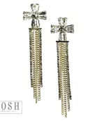 Rhinestone cross, fringe earring
