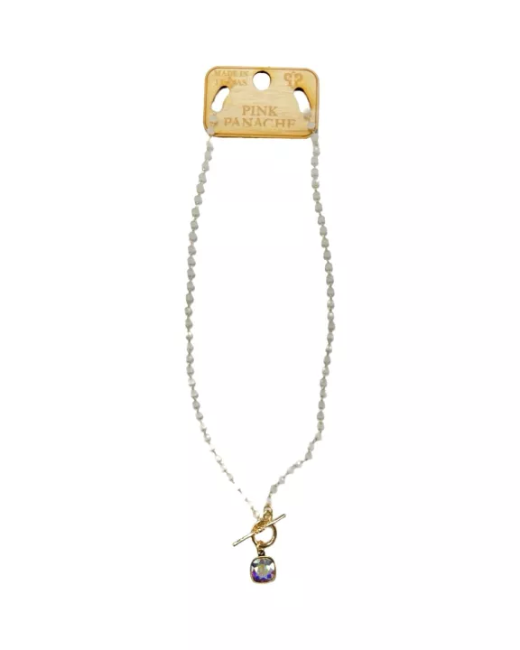 White bead necklace, Austrian crystal