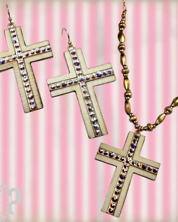 Rhinestone cross earring