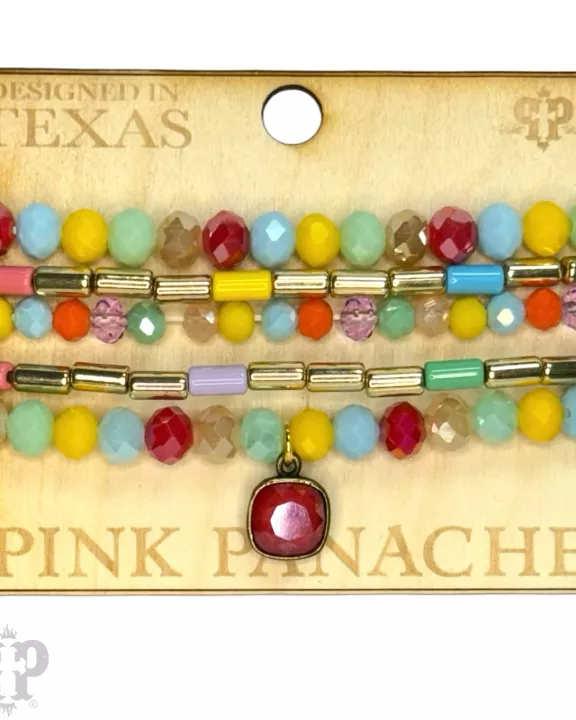 Crystal and tube bead bracelet stack set, Austrian crystal