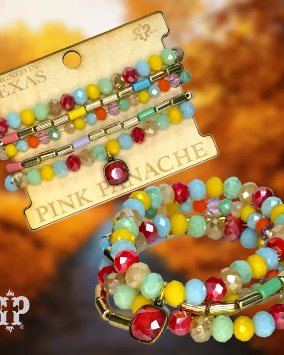 Crystal and tube bead bracelet stack set, Austrian crystal
