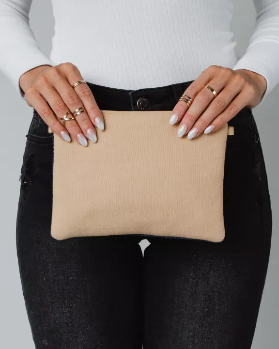 Blue, Orange & Cream Aztec Wristlet