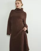 MAD2833 TURTLE NECK LONG BELL SLEEVE SWEATER DRESS