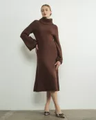 MAD2833 TURTLE NECK LONG BELL SLEEVE SWEATER DRESS