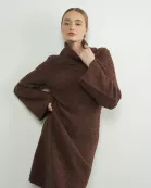 MAD2833 TURTLE NECK LONG BELL SLEEVE SWEATER DRESS