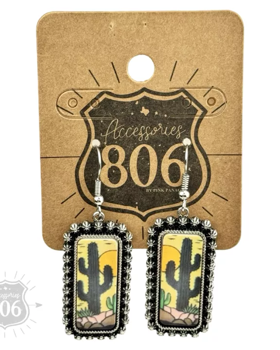 Western cactus scene earring