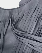 Carbon Fringe Leather Sash Bag