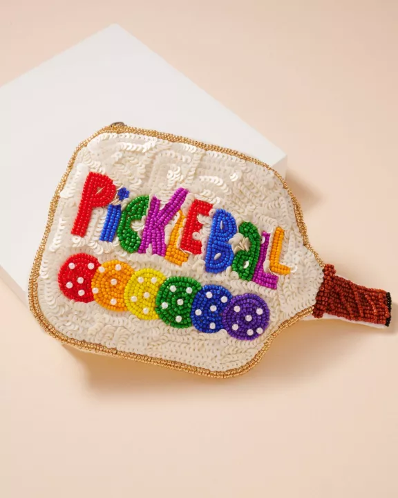 Pickleball Beaded Coin Pouch