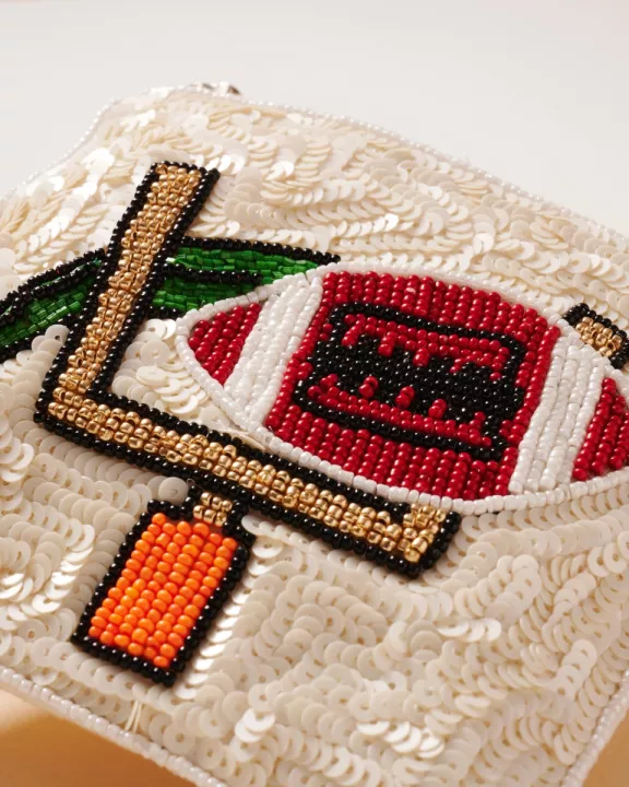 Football Beaded Coin Pouch