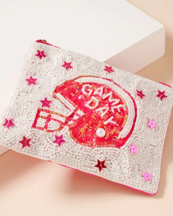 Game Day Star Sequins Beaded Coin Pouch