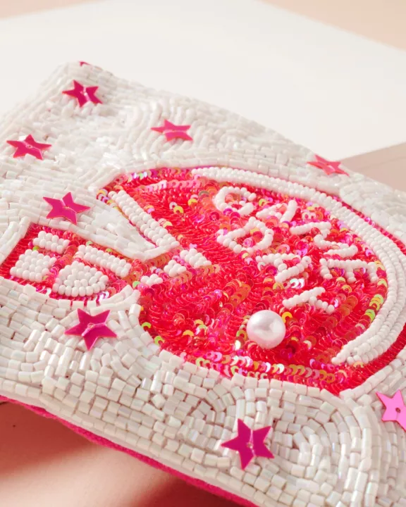 Game Day Star Sequins Beaded Coin Pouch