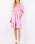 PLUS SMOCKED DRESS WITH PUFF SLEEVES -PACK OF 6- CD43828-PL