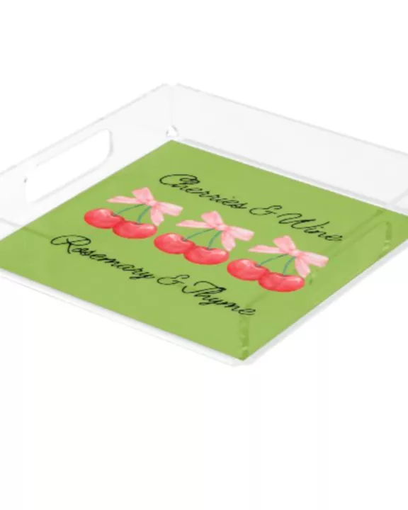 Acrylic Serving Tray - Cherries and Wine