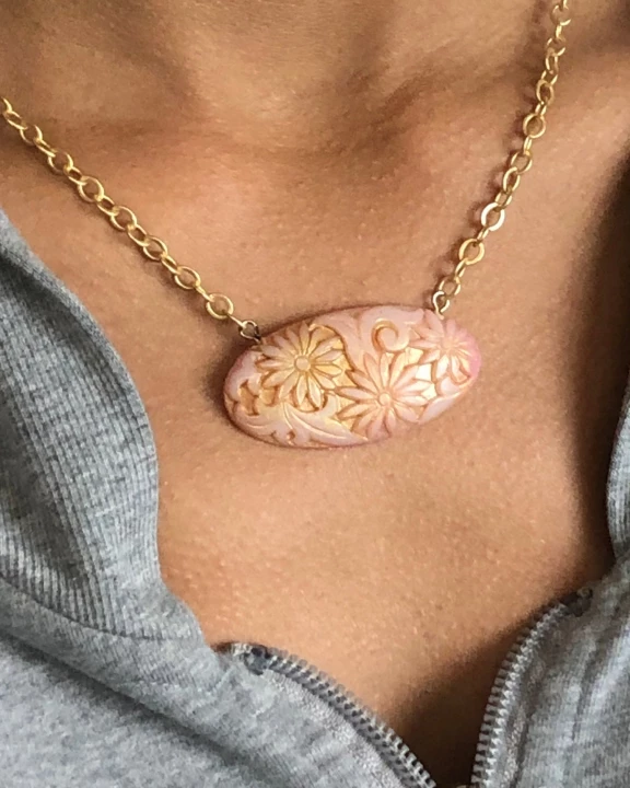 Floral Romance Pink & Gold Leaf Necklace