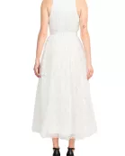Badgley Mischka Crepon-paneled Guipure Lace Midi Shirt Dress - Wholesale