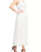 Badgley Mischka Crepon-paneled Guipure Lace Midi Shirt Dress - Wholesale