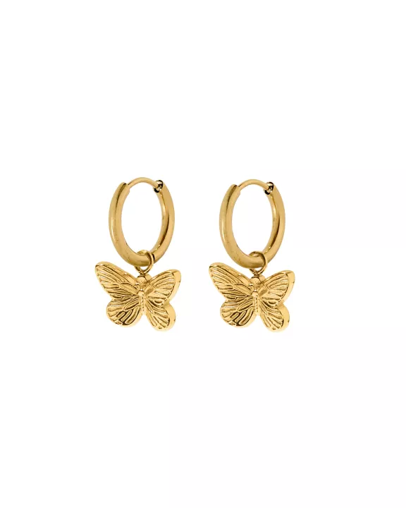 Huggie Charm Earrings - Faye Butterfly Gold