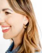 Huggie Charm Earrings - Faye Butterfly Gold