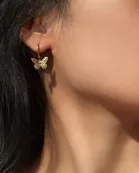 Huggie Charm Earrings - Faye Butterfly Gold
