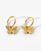 Huggie Charm Earrings - Faye Butterfly Gold