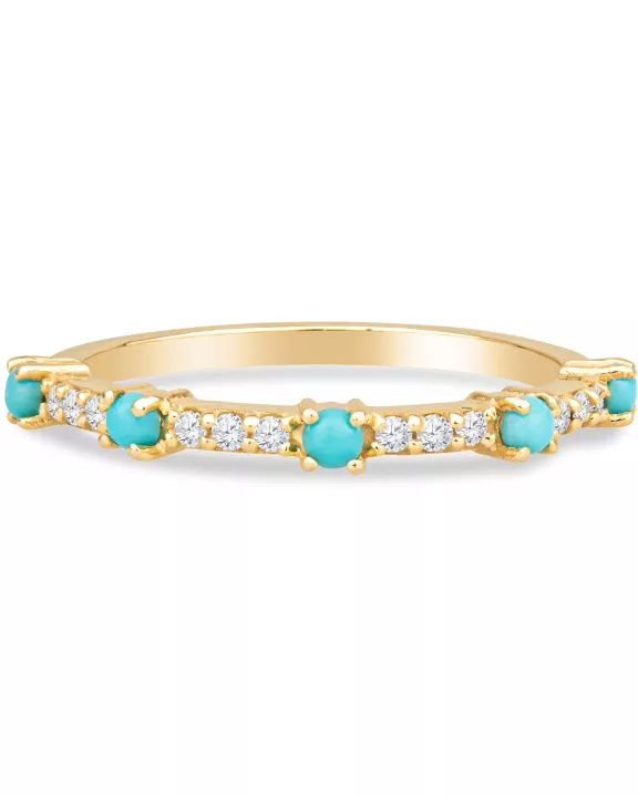 Marilyn 14K Gold Turquoise Ring with White Diamonds