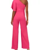 Adrianna Papell Asymmetrical One Shoulder Cape Sleeve Stretch Crepe Solid Jumpsuit
