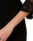 Adrianna Papell Jersey Lace Crew Neck Elbow Sleeve Ruffle Cuff Straight Leg Jumpsuit