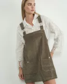 MAD3011 CORDUROY OVERALL MINI DRESS