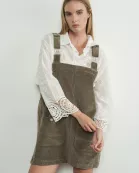 MAD3011 CORDUROY OVERALL MINI DRESS