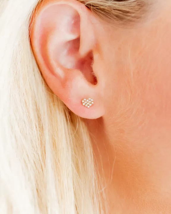 Screwback Stud Earrings - Leo Clear