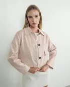 MAJ3004 FAUX SUEDE COLLARED SHORT JACKET