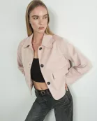 MAJ3004 FAUX SUEDE COLLARED SHORT JACKET