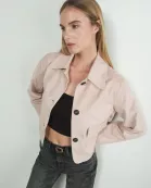 MAJ3004 FAUX SUEDE COLLARED SHORT JACKET