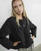MAJ2889 QUILTED ZIP UP JACKET WITH SIDE BOW TIE