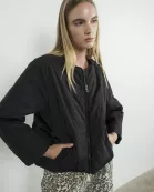 MAJ2889 QUILTED ZIP UP JACKET WITH SIDE BOW TIE