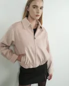 MAJ3000 FAUX SUEDE BOMBER COLLARED JACKET