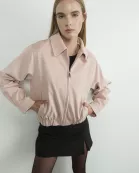 MAJ3000 FAUX SUEDE BOMBER COLLARED JACKET