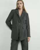 MAJ2995 LONG BLAZER WITH BACK PLEATS