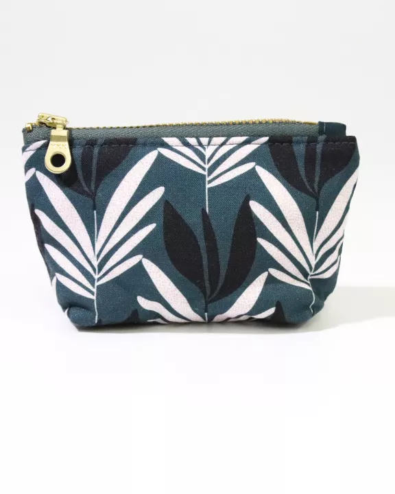 Teal Leaf Coin Pouch