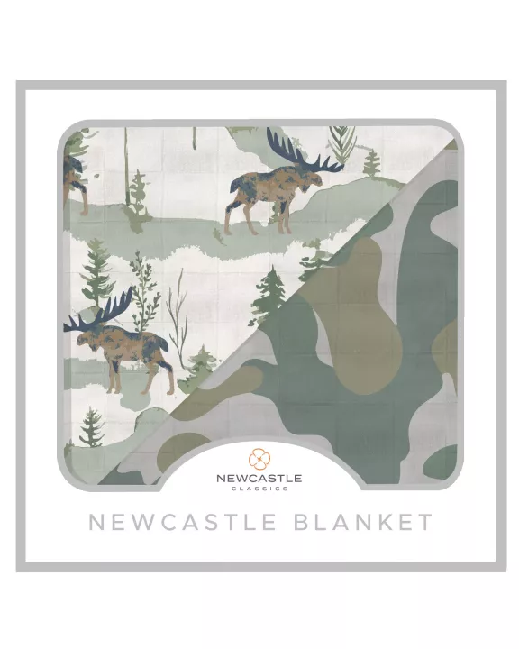 Mountain Moose and Hunter's Camo Newcastle Blanket