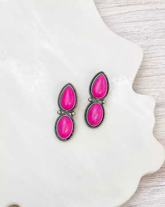 Semi Precious Stone Drop Earrings