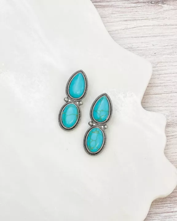 Semi Precious Stone Drop Earrings